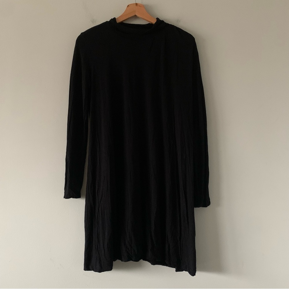Jil Sander Navy Long Sleeve Modest Minimalist Flowy Office Dress Size 36 Small